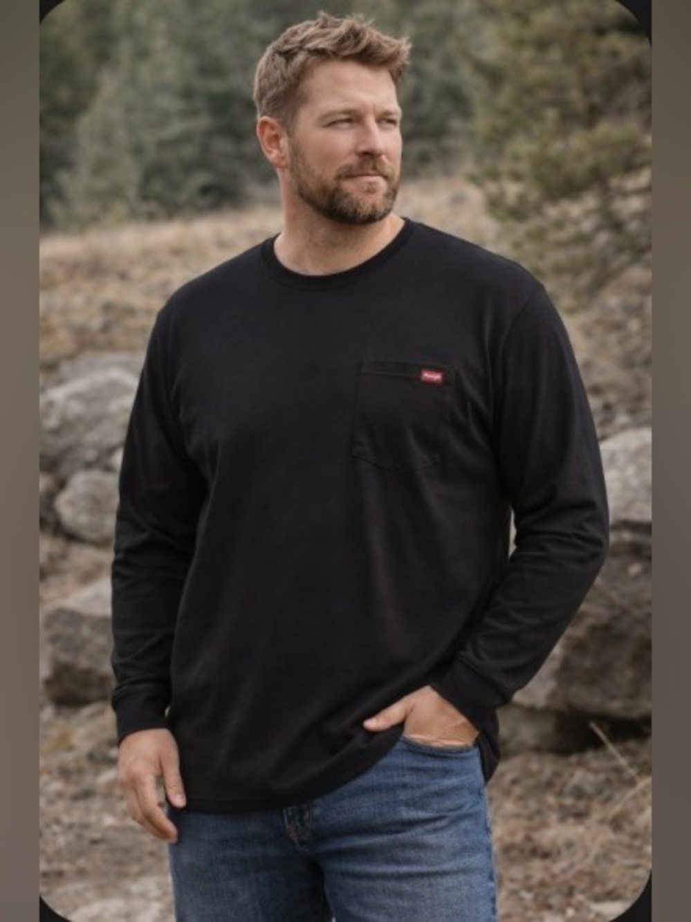 NWT Wrangler Workwear Men's Long Sleeve Heavyweight Pocket T-Shirt